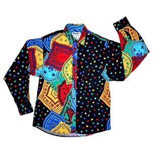 Vintage Wrangler 90s Western Bandana Polka Dot Button-Up Shirt L